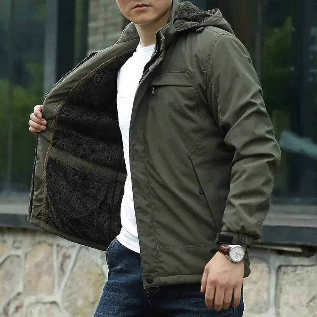 Waterproof Mens Jacket - Hip-Length Fleece-Lined Commute Green - Tophatter Daily Deals