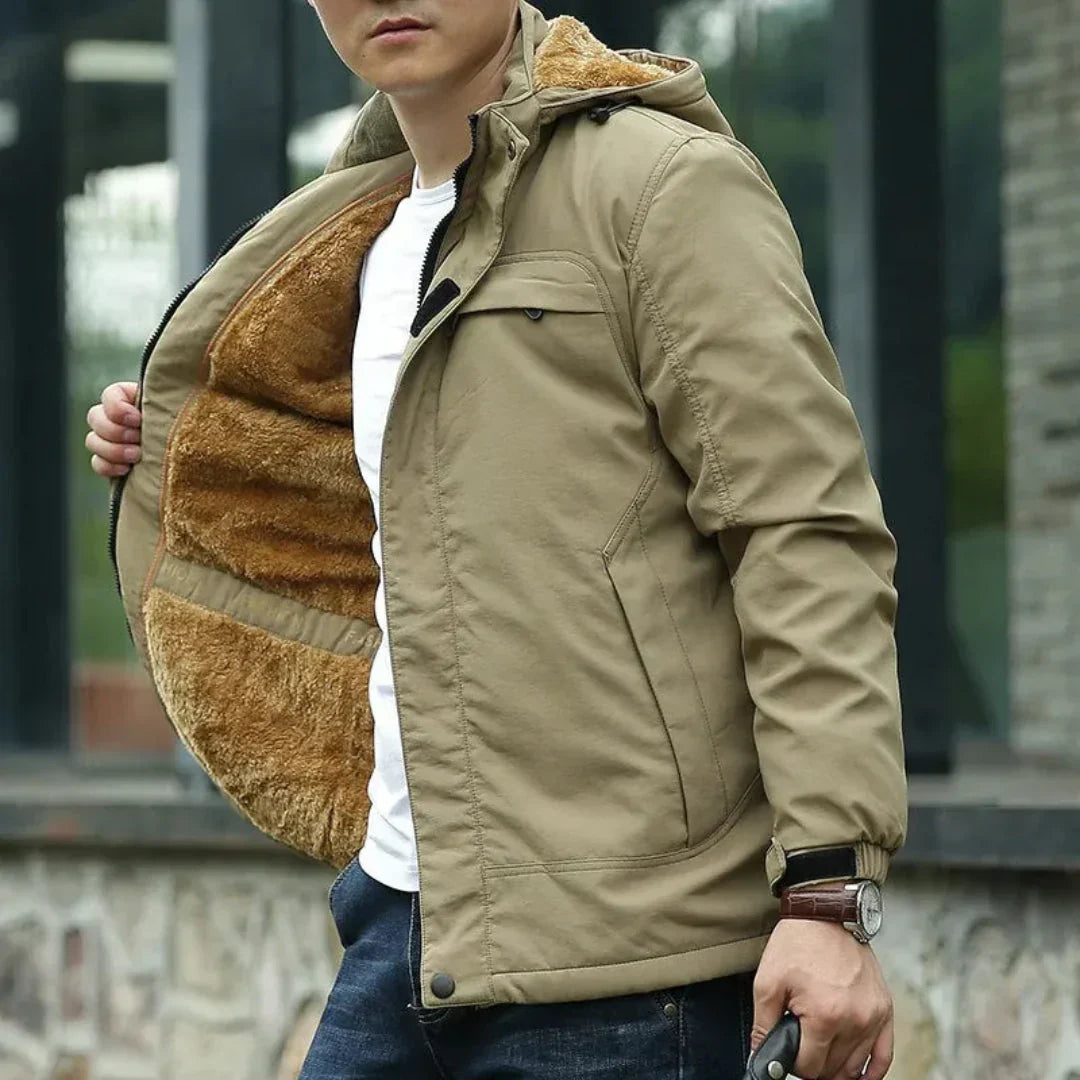 Waterproof Mens Jacket - Hip-Length Fleece-Lined Commute Khaki - Tophatter Daily Deals