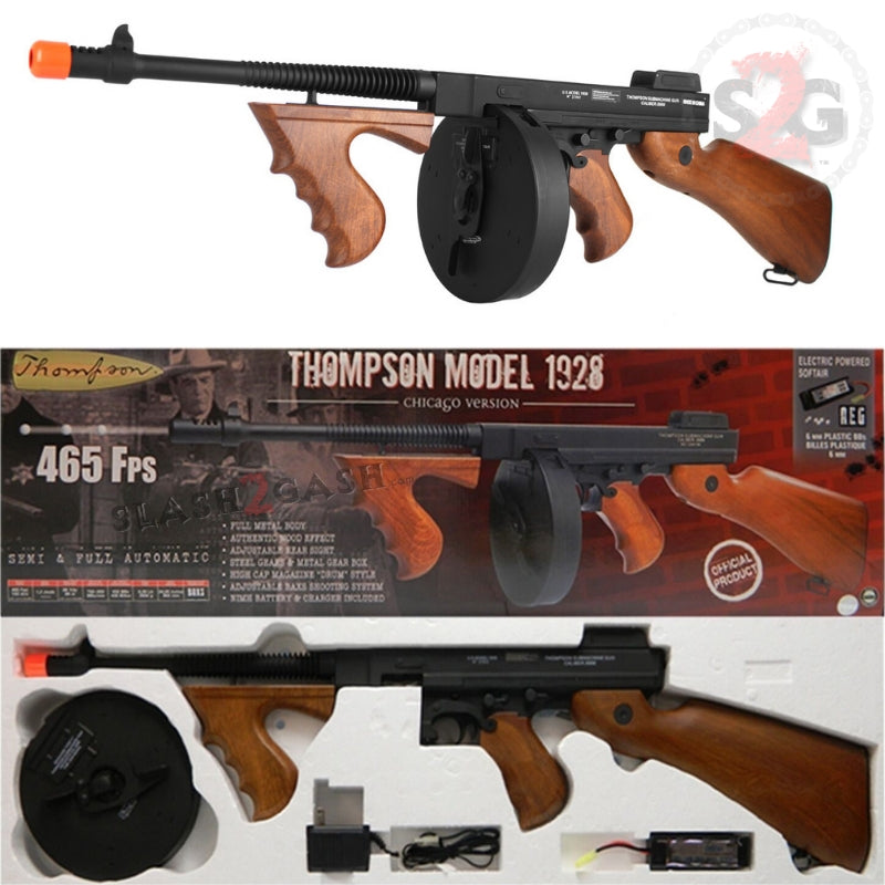 Thompson 1928 Chicago Typewriter Full Metal SMG Tommy Gun Airsoft AEG Airsoft-AEGmetal - Tophatter Daily Deals