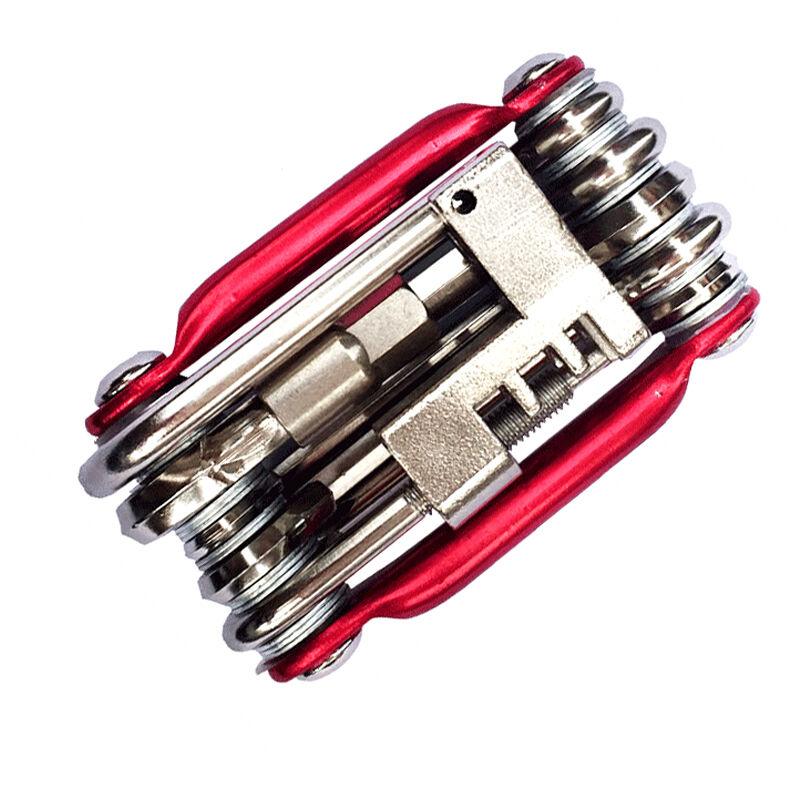 Best Tool Kit for Bike - 11 Multi Tool Bicycle Bike Allen Hex Keys Screwdriver Chain Link Tool MTB ROAD Red Mountain & Cycling - Tophatter Daily Deals