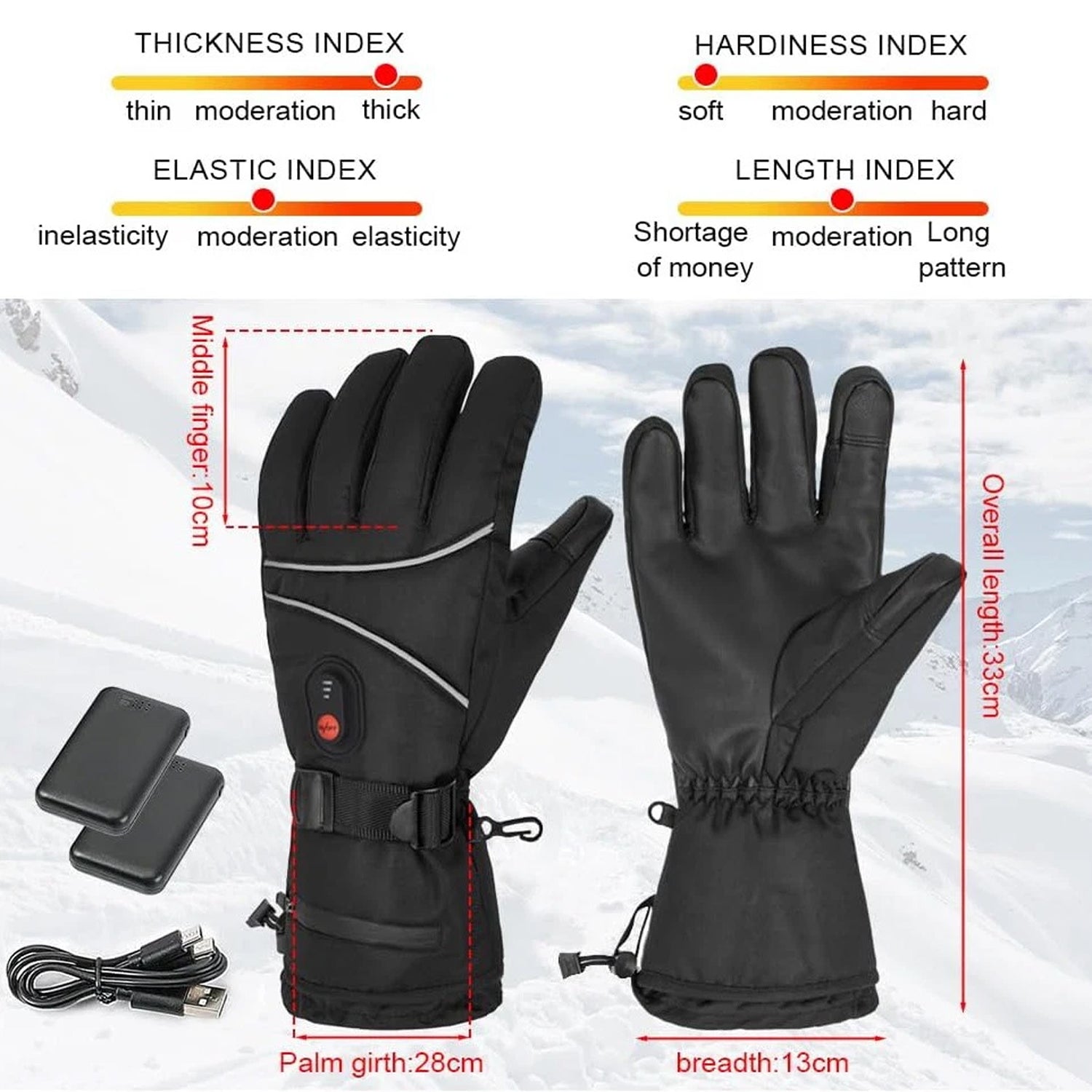 Rechargeable Heated Gloves - 6000mAh Electric Thermal Non-Slip Touch Screen Winter Gloves Rechargeable heated gloves - Tophatter Daily Deals