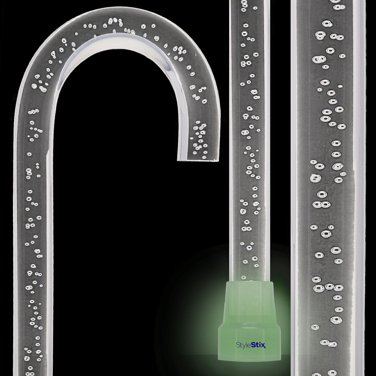 "Bubbles In Ice" - Exquisite Bubblé Elegance: A Translucent Crystal Shaft With Captivating Bubbles Clear Lucite Walking Canes - Tophatter Daily Deals