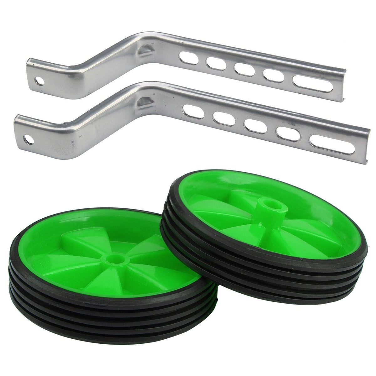 Kids Bike Training Wheels - Child Kids Bicycle Bike Cycle Universal Training Wheels Stabilisers 12-20" Inch Green Cycling - Tophatter Daily Deals