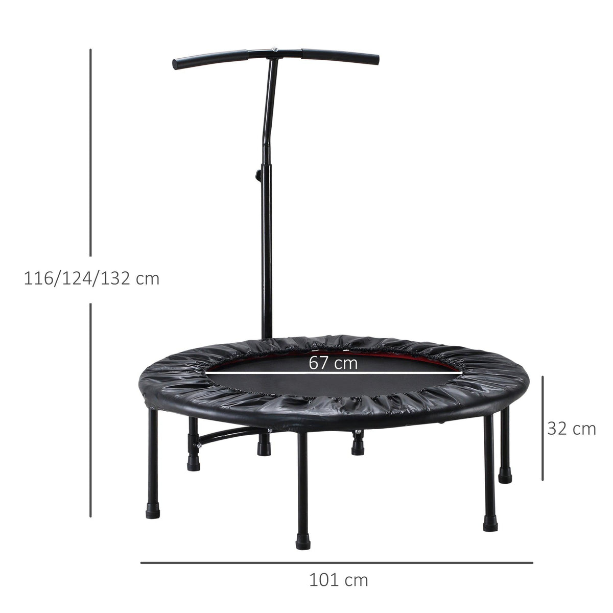 Mini Trampoline With Handle - 40'' Mini Trampoline, Rebounder Jumper w/ Handle Fitness Black - Tophatter Daily Deals
