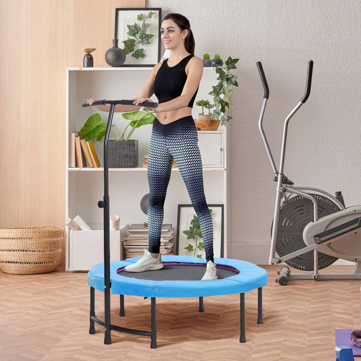 Mini Trampoline With Handle - 40'' Mini Trampoline, Rebounder Jumper w/ Handle Fitness - Tophatter Daily Deals