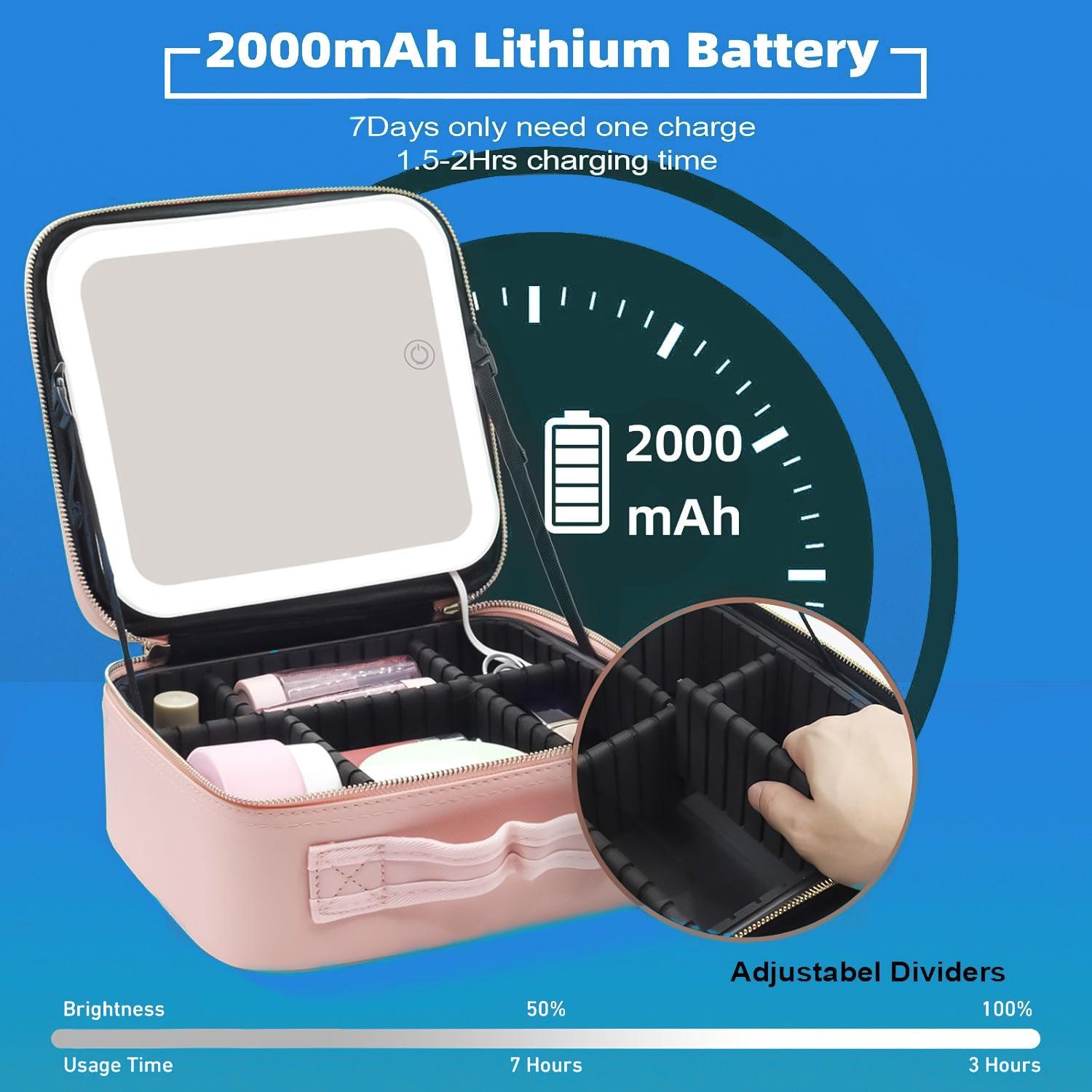 Travel Cosmetic Bag - Travel Makeup Bag With LED Mirror Vanity Case Beauty Box Health & Beauty - Tophatter Daily Deals