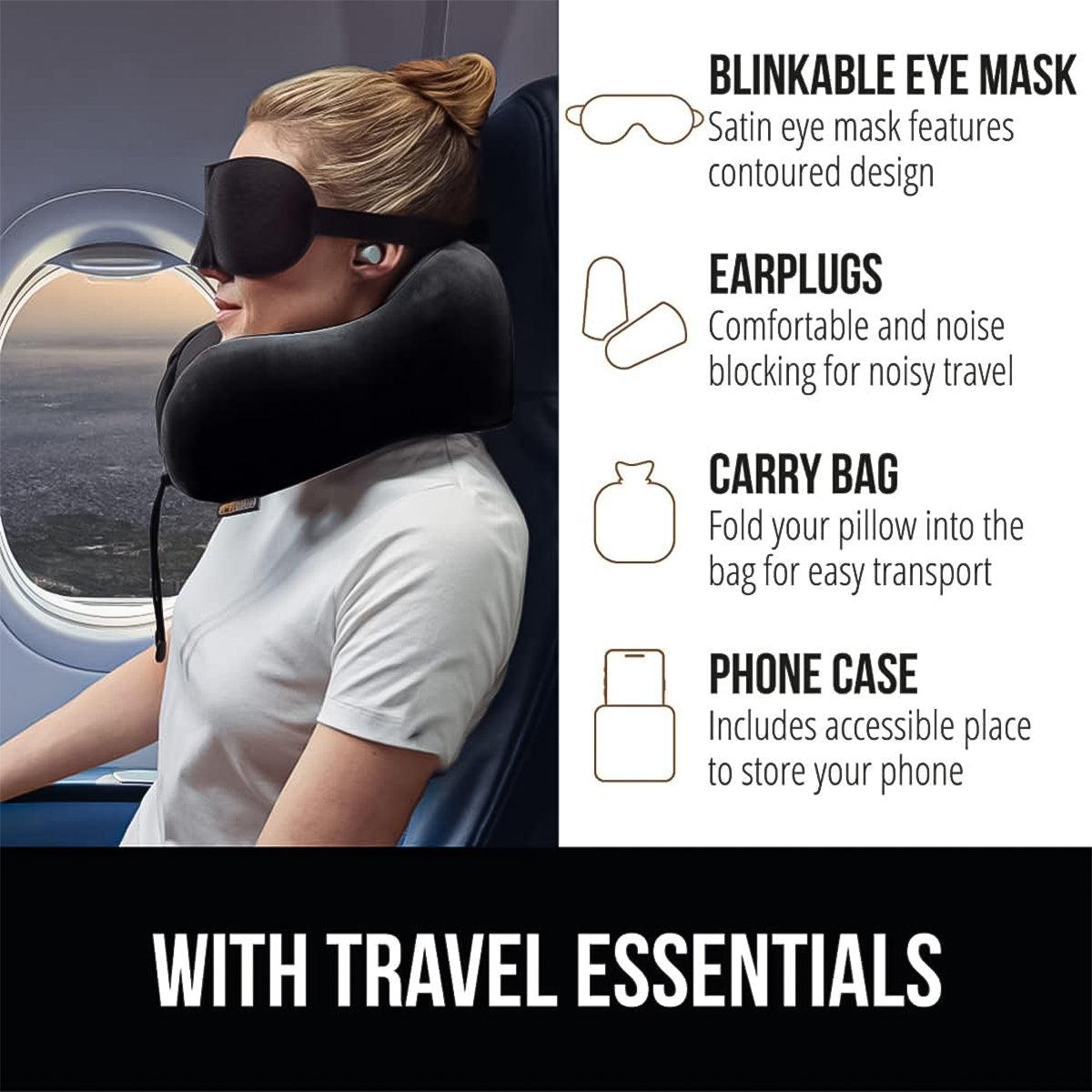 Neck Pillow for Travel - Memory Foam U Shaped Travel Pillow Neck Support Soft Head Rest Car Plane Health Care - Tophatter Daily Deals