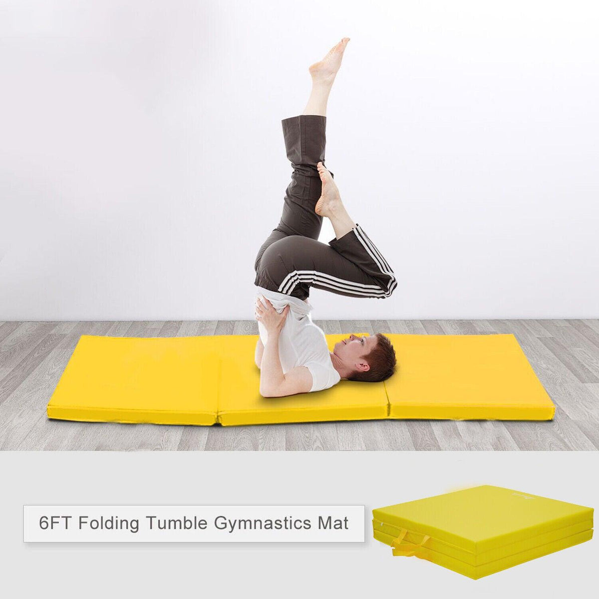Fold Up Gym Mat - 2" Thick Mat Gymnastic Training Workout Non Slip Yoga Gym Exercise & Fitness - Tophatter Daily Deals