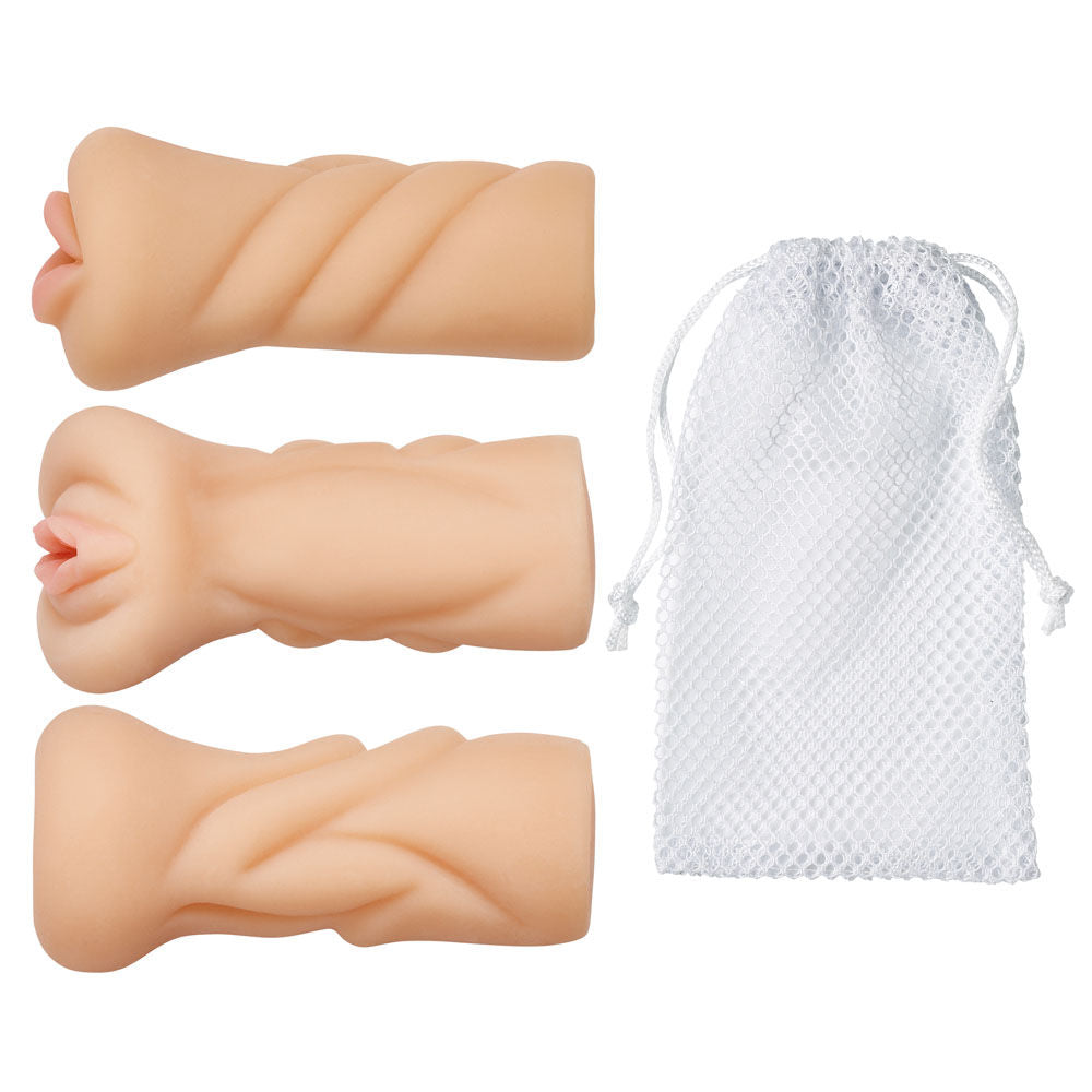 Trio Stroker Masturbator Kit – Compact Flesh, Ass, and Mouth Textures Male Masturbator > Sex Toys For Men > Masturbators > Manual - Tophatter Daily Deals