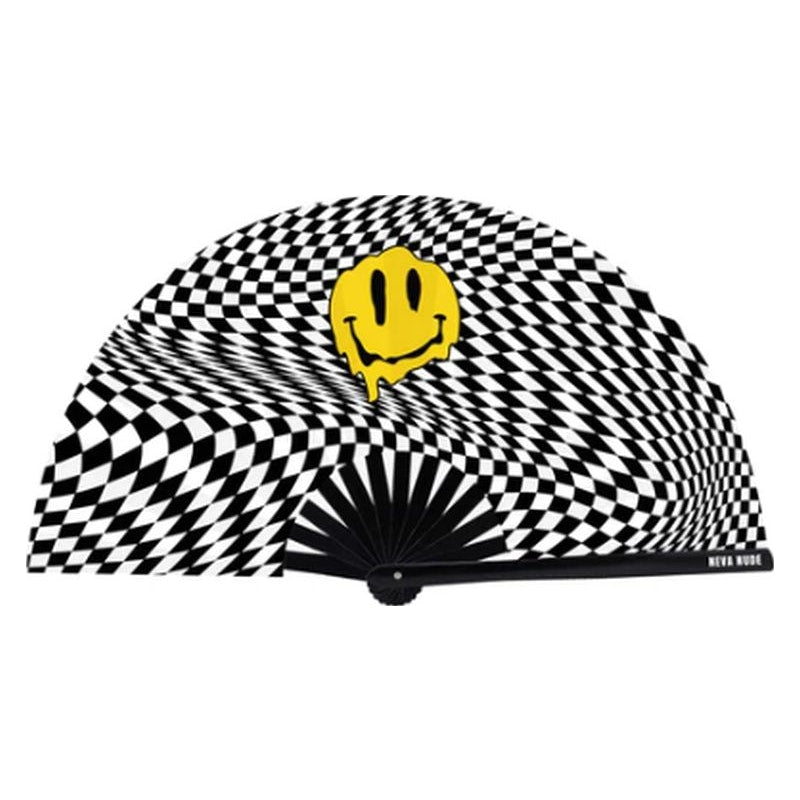 Trippy Checkers Melty Face Folding Fan for Festivals and Parties > Clothes > Accessories - Tophatter Daily Deals