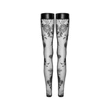 Tulle Stockings w Patterned Flock Embroidery & Power Wetlook Band > Clothes > Hosiery > Stockings - Tophatter Daily Deals