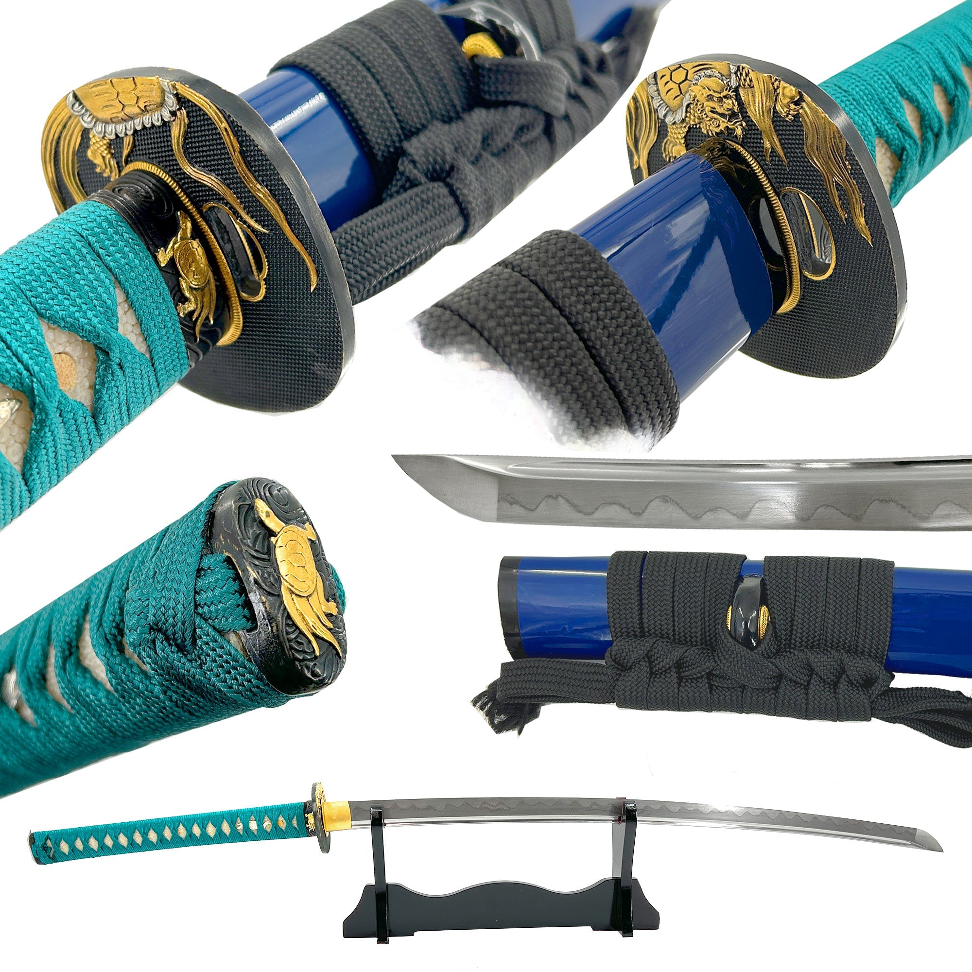 Turtle Guardian 1060 Damascus Steel Handmade Katana Swords - Tophatter Daily Deals