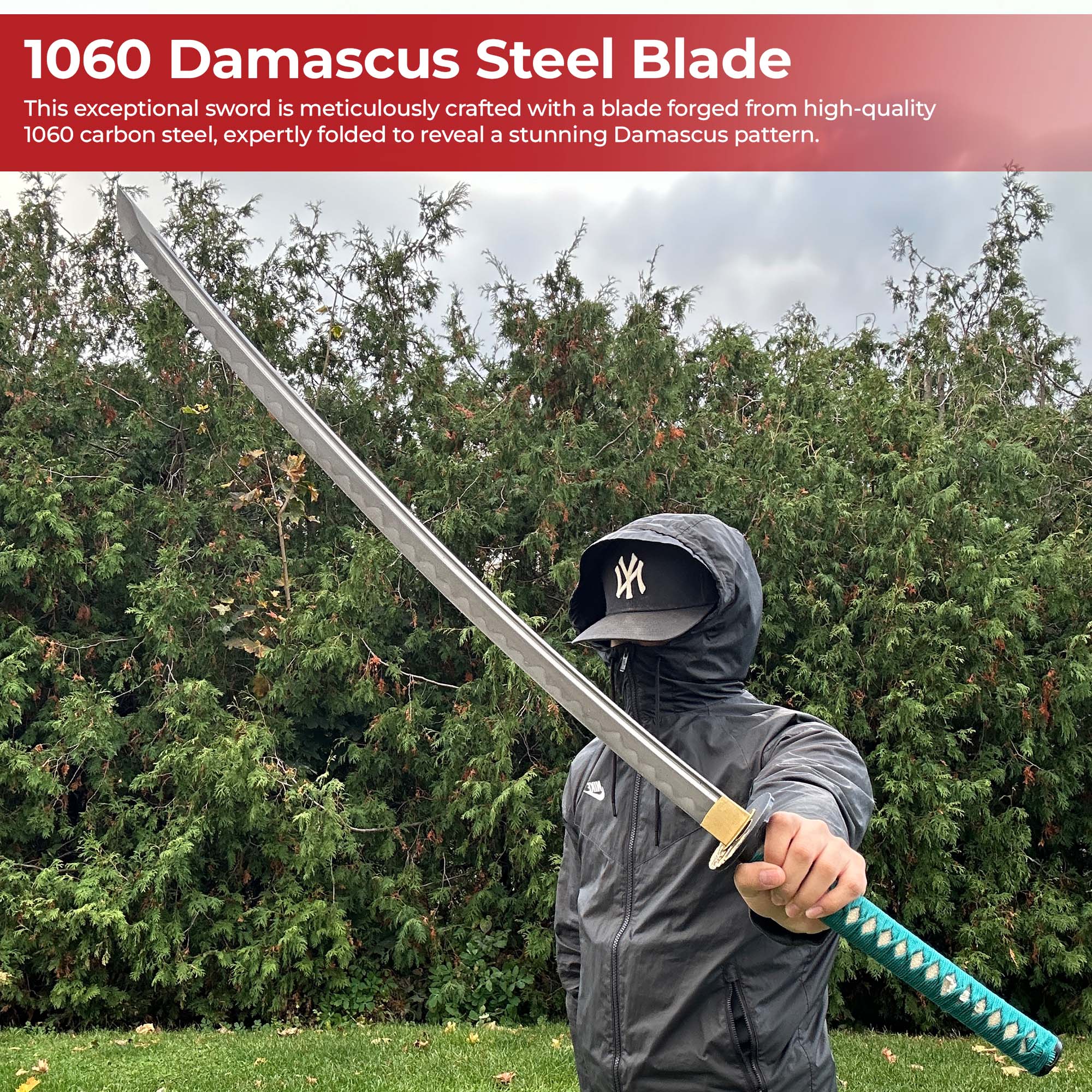 Turtle Guardian 1060 Damascus Steel Handmade Katana Swords - Tophatter Daily Deals