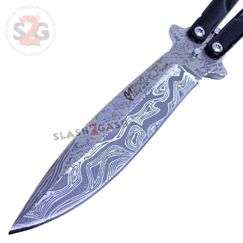 Twist Butterfly Knife Drop Point Balisong - Black Damascus Knife-Balisong - Tophatter Daily Deals