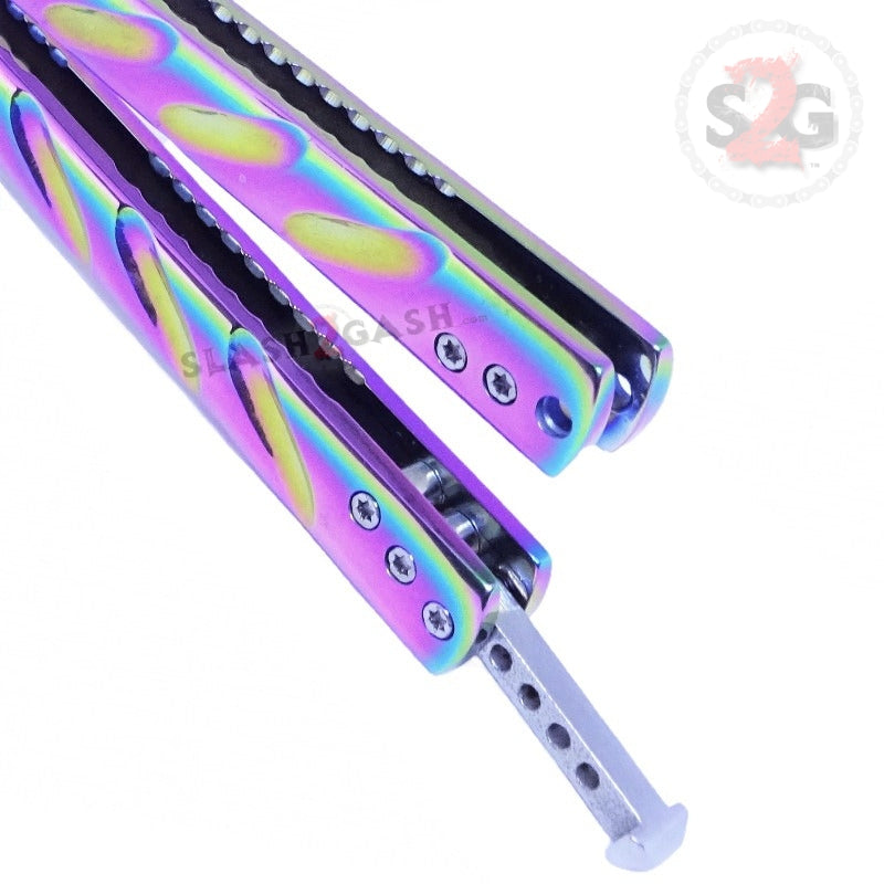 Twist Butterfly Knife Drop Point Balisong - Rainbow Spectrum Knife-Balisong - Tophatter Daily Deals