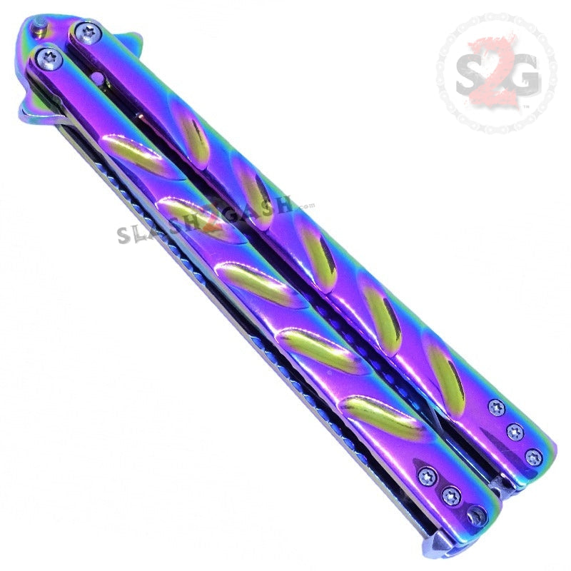 Twist Butterfly Knife Drop Point Balisong - Rainbow Spectrum Knife-Balisong - Tophatter Daily Deals