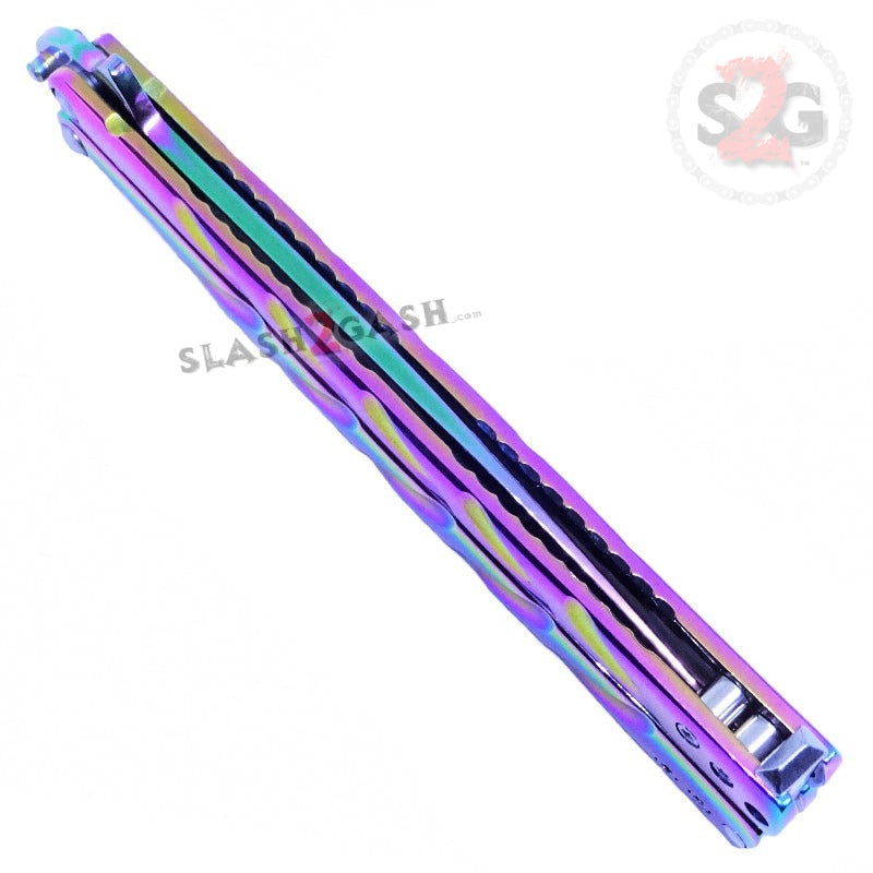 Twist Butterfly Knife Drop Point Balisong - Rainbow Spectrum Knife-Balisong - Tophatter Daily Deals