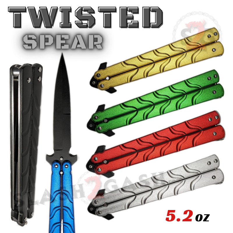 Twisted Spear Dagger Butterfly Knife Balisong w/ Rivets - Asst Colors Knife-Balisong - Tophatter Daily Deals
