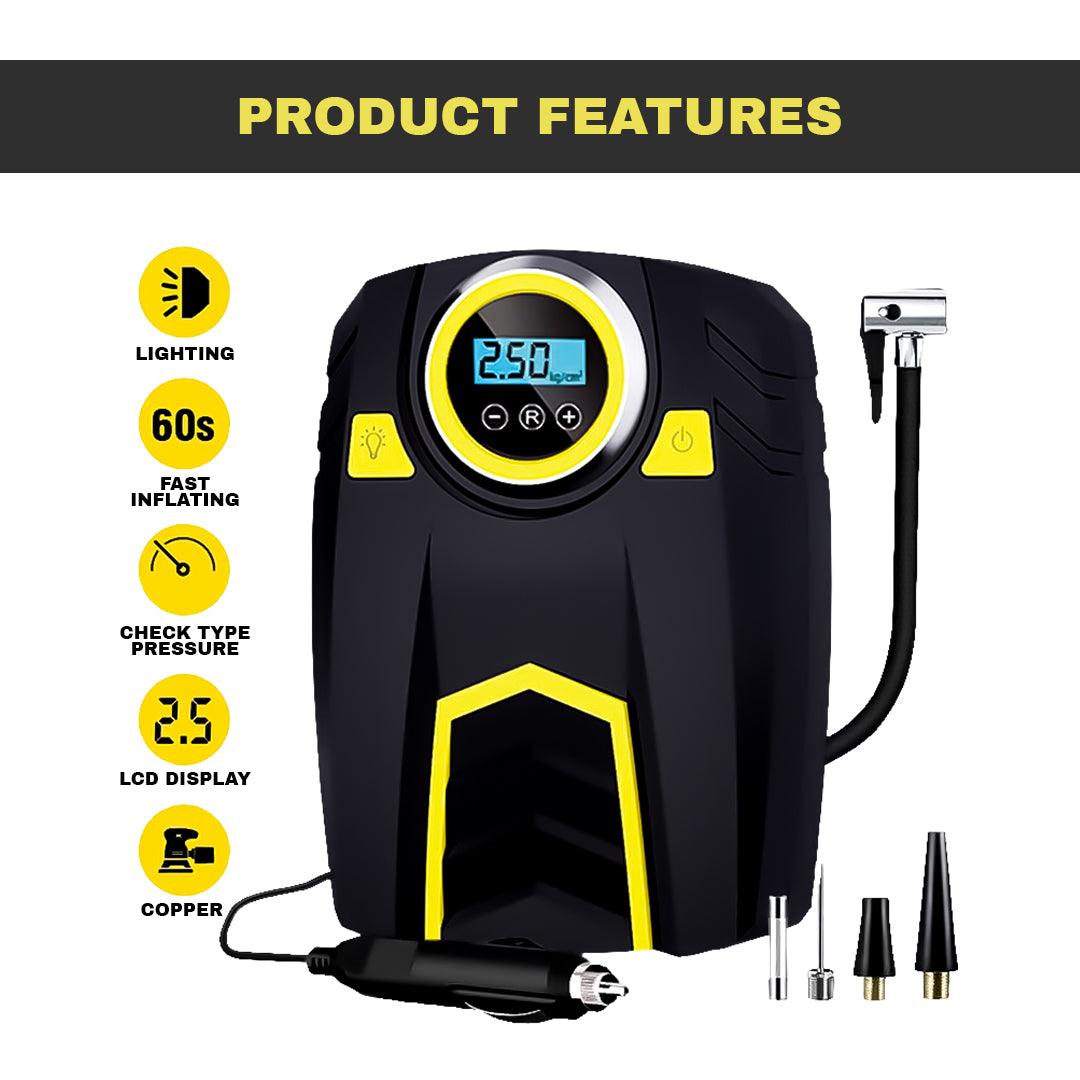 Portable Air Pump for Car - Electric Corded 12V 150PSI Car Tyre Inflator Pump Portable Air Compressor Pump Car Accessories - Tophatter Daily Deals