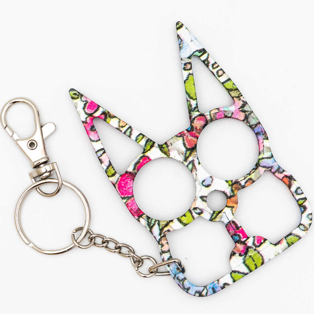 Bubbly Cat Self Defense Keychain - Floral Design - TOPHATTER'S ARMORY DEALS Collectible Weapons - Tophatter Daily Deals