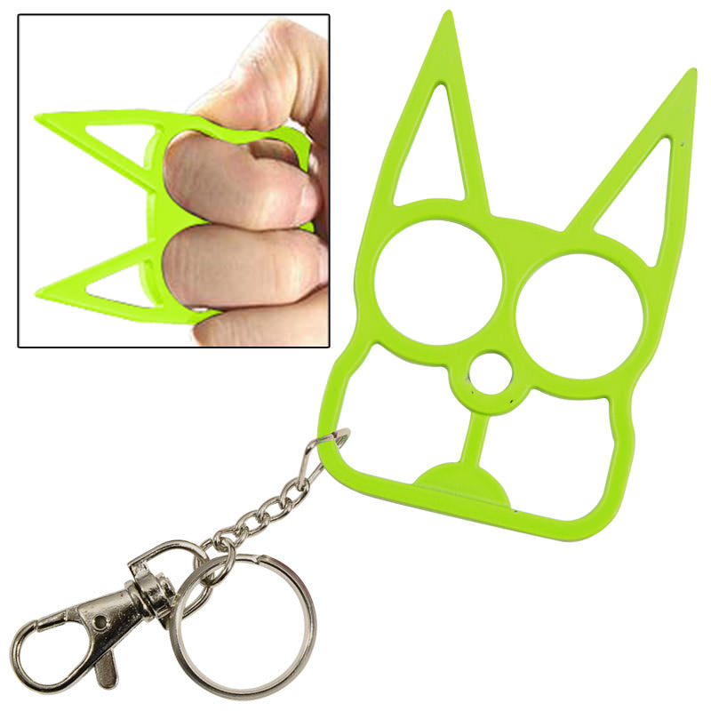 Cat Self Defense Knuckle Key Chain Neon Green Collectible Weapons - Tophatter Daily Deals