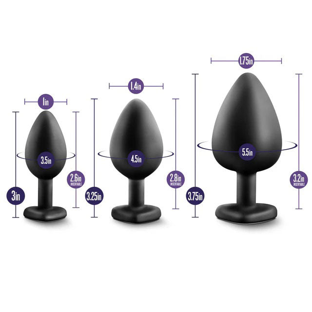 Luxe Bling Plugs Training Kit Black With Rainbow Gems 3 Sizes > Anal Range > Butt Plug Kits - Tophatter Daily Deals