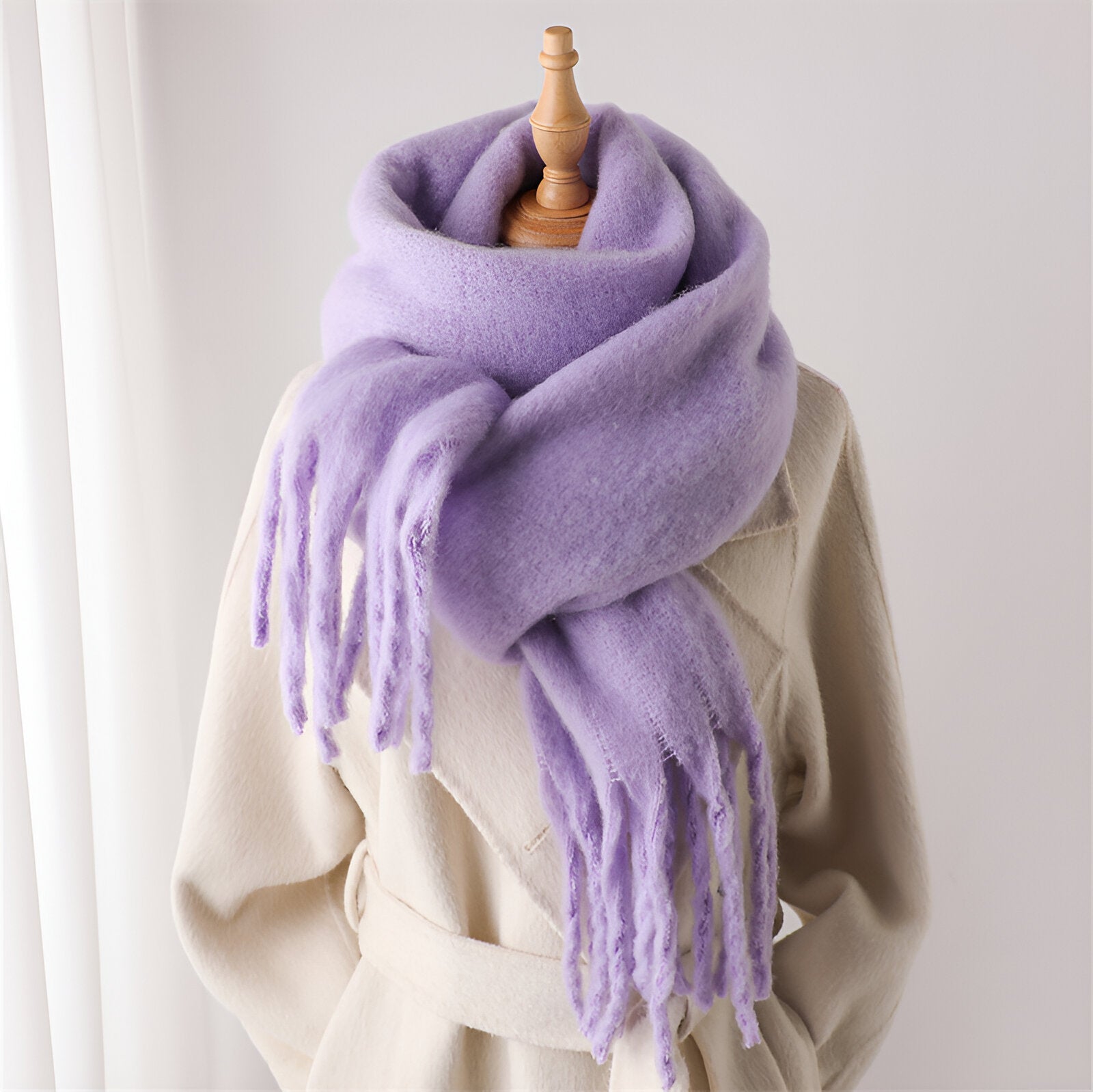 Soft Women’s Scarf - Oversized Fringed Cashmere For Winter Violet - Tophatter Daily Deals