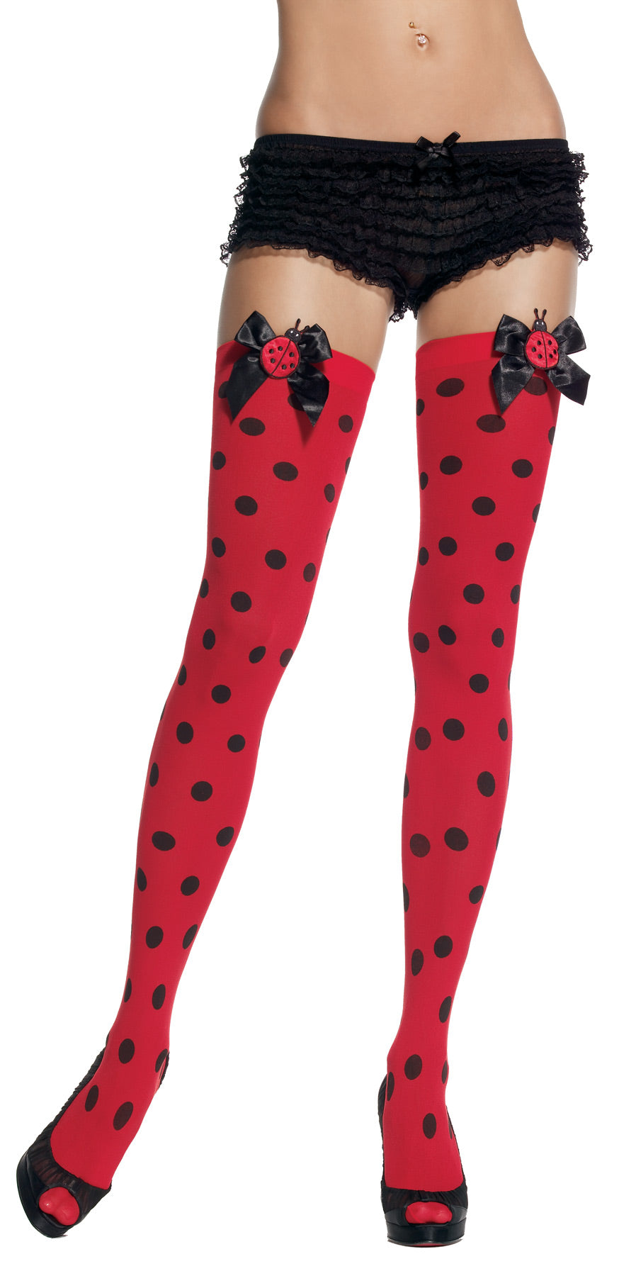 Polka Dot Knee-Highs with Lady Bug Bow Costume Accessories - Tophatter Daily Deals