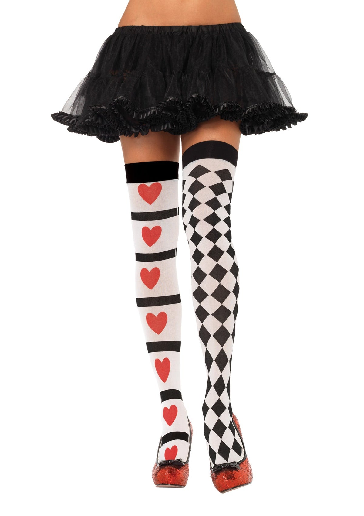Harlequin & Hearts Thigh-Highs Costume Tights & Stockings - Tophatter Daily Deals
