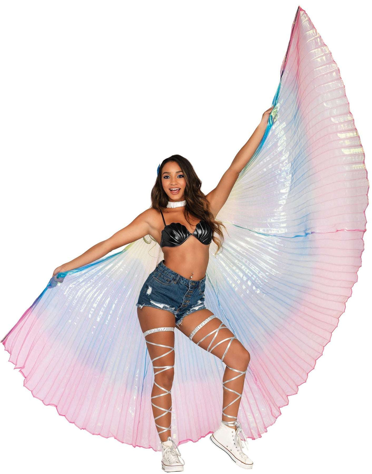 Iridescent Pleated Rainbow Wings Costume Accessories - Tophatter Daily Deals