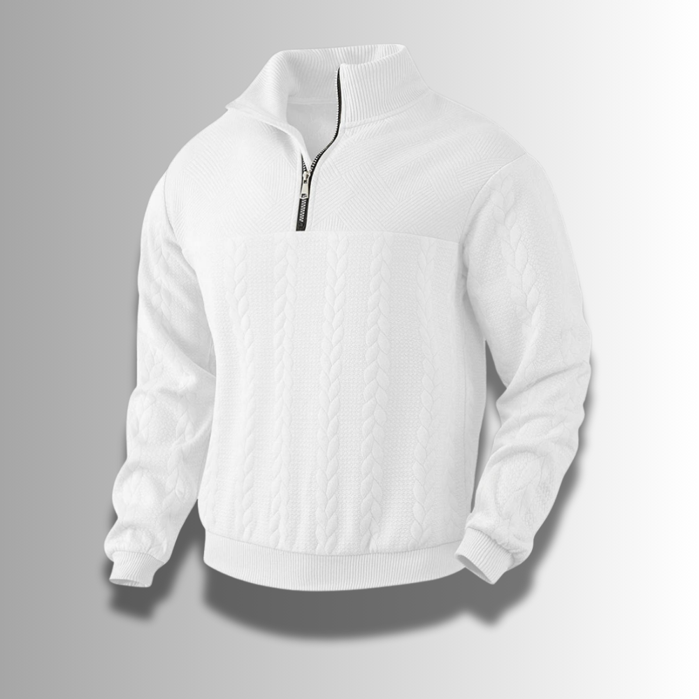 Warm Classic Men's Merino Quarter Zip Sweater – Cable, Wool White - Tophatter Daily Deals
