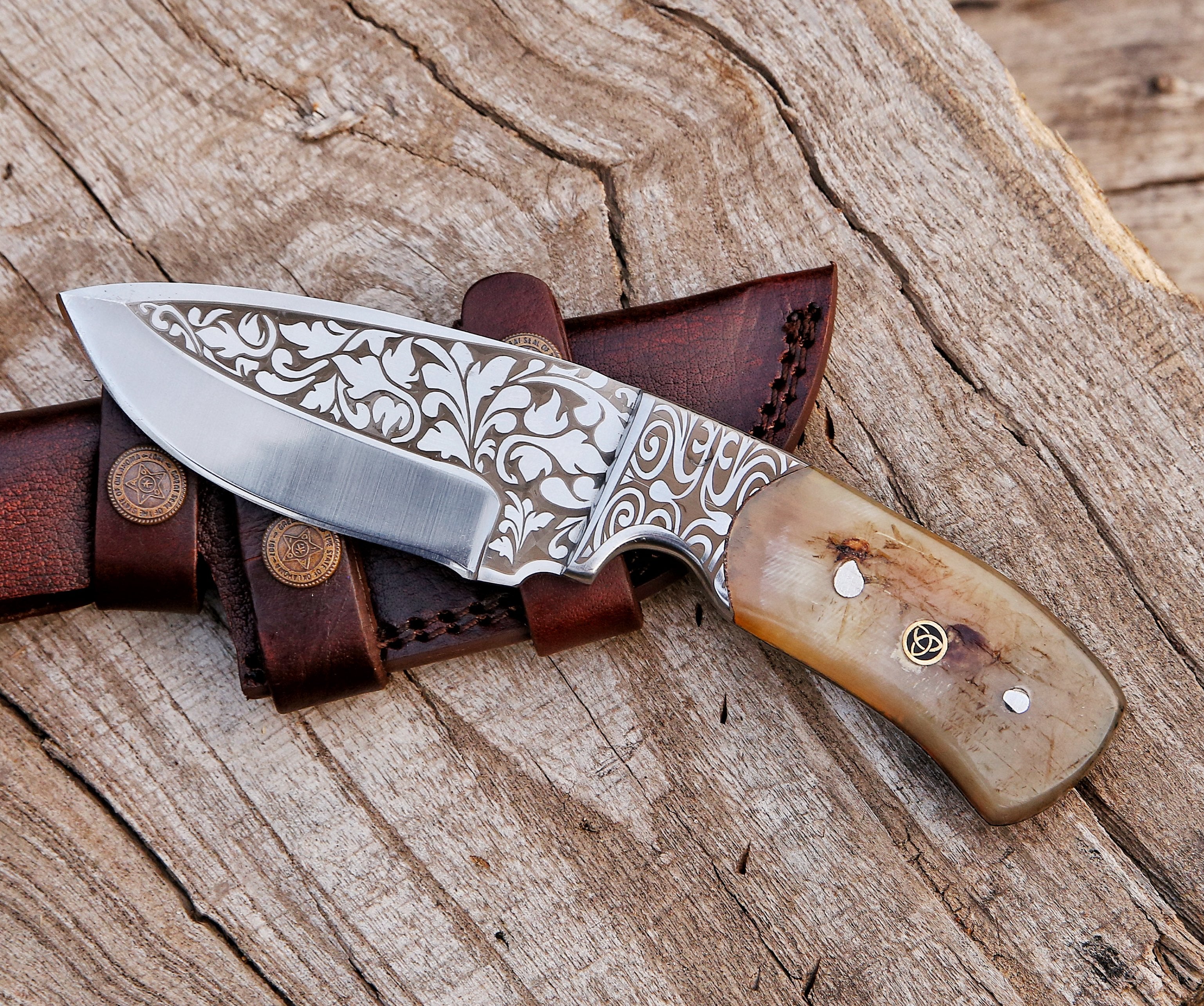 Custom Engraved Handmade 12C27 Stainless Steel Hunting Skinning Knife 8.5