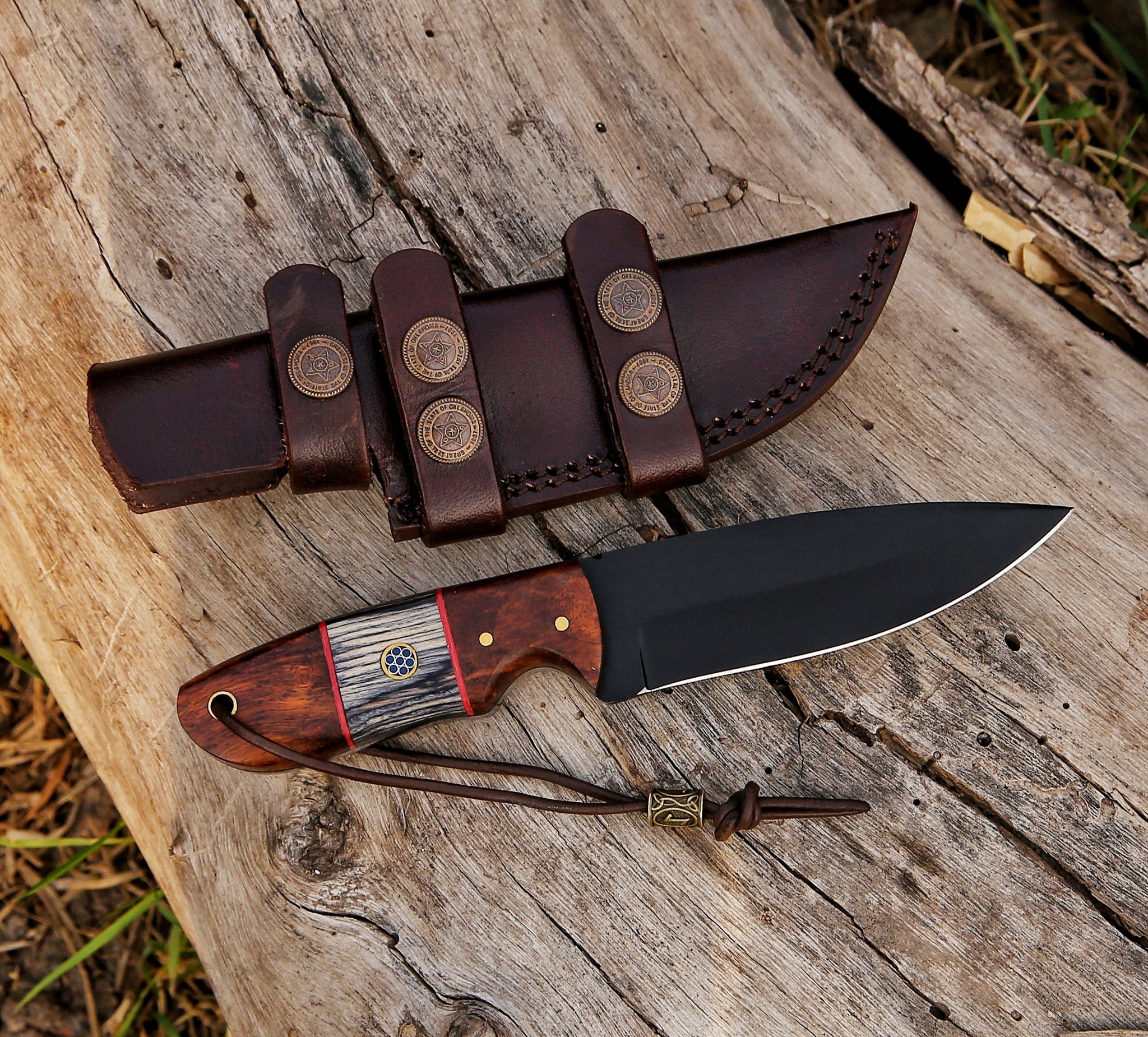 8" Custom Handmade 1095 High Carbon Steel Hunting Skinner Knife Collectible Weapons - Tophatter Daily Deals