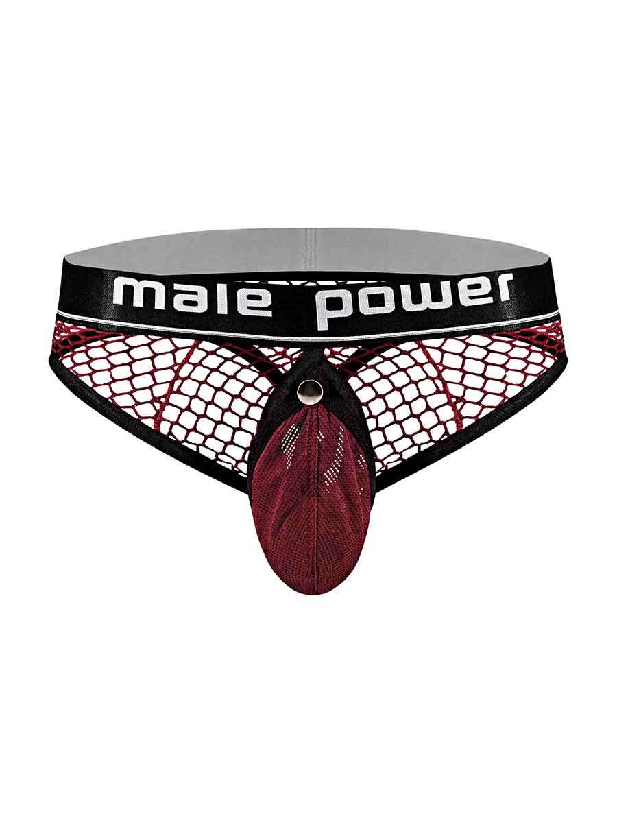 Male Power Burgundy Cock Pit Net Mesh Cock Ring Thong S/M > Clothes > Mens Thongs - Tophatter Daily Deals