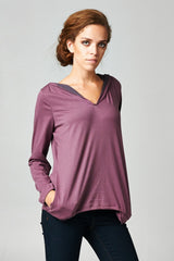 Women's Long Sleeve Hoodie with Welt Pockets Purple 15 Tops - Tophatter Daily Deals
