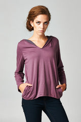 Women's Long Sleeve Hoodie with Welt Pockets Tops - Tophatter Daily Deals