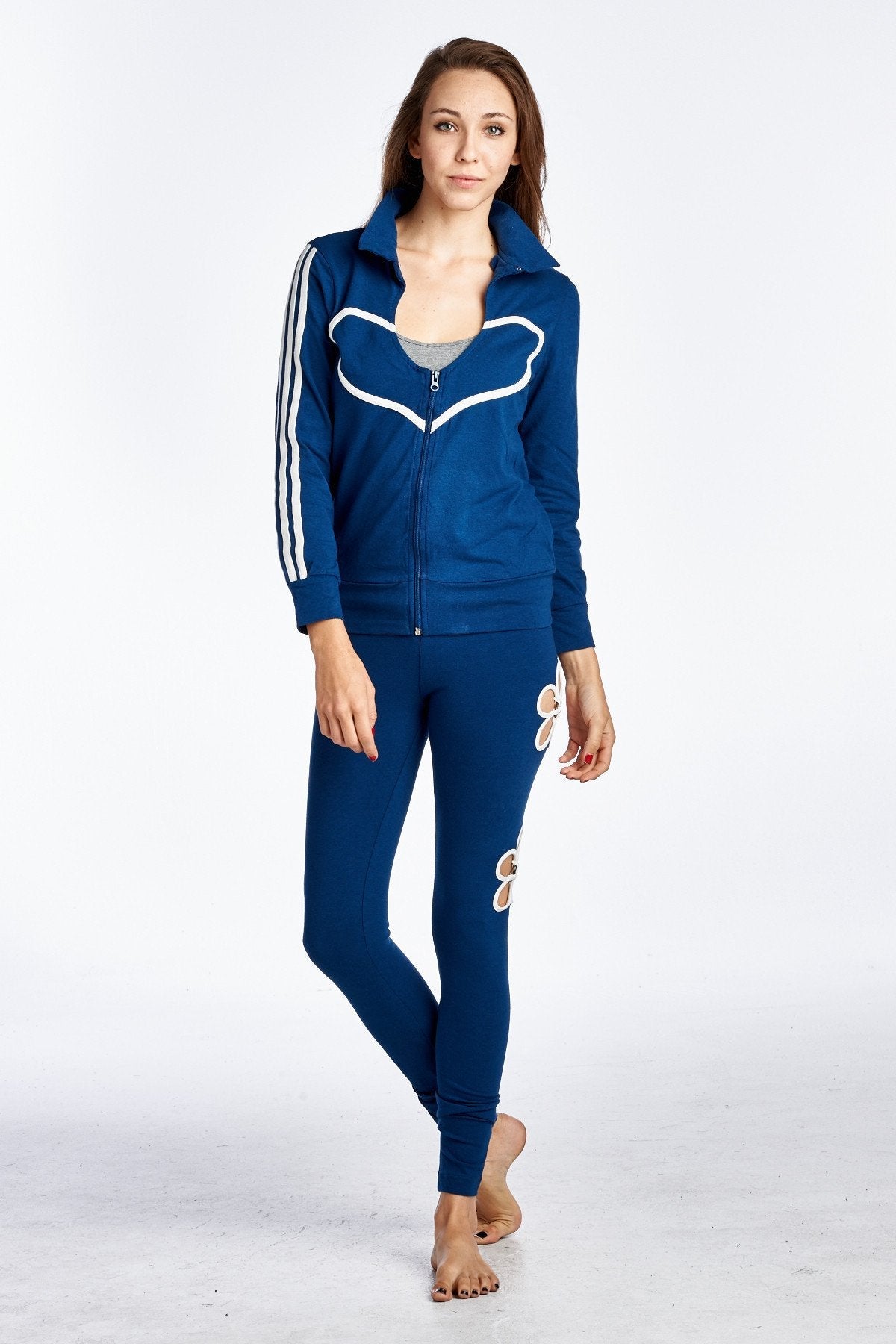 Women's Stripe Sleeve Heart Detail Active Jacket Jackets - Tophatter Daily Deals