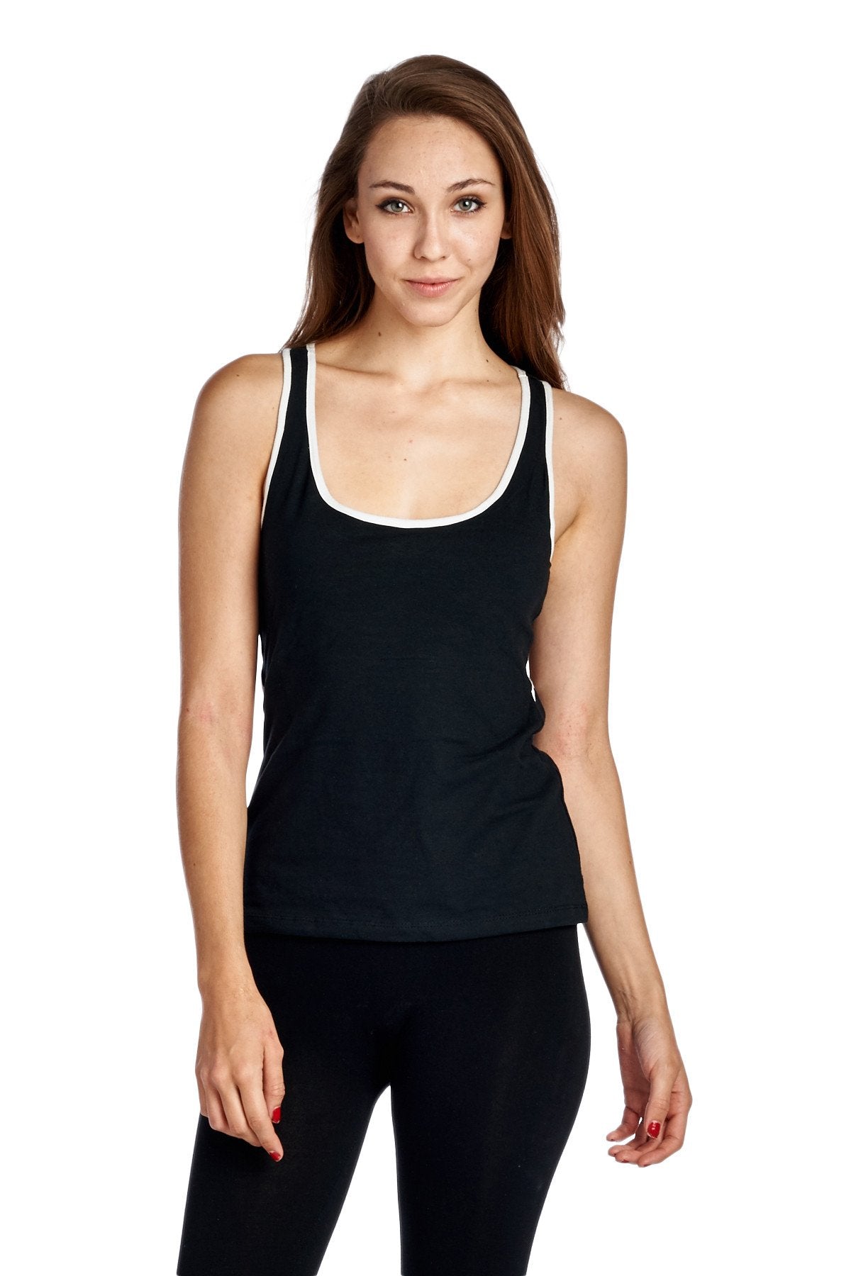 Women's Active Tank with Contrast Binding Black Tanks - Tophatter Daily Deals
