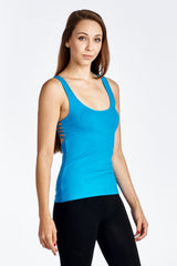 Women's Fitted Active Top with Back Detail Turquoise 3 Tops - Tophatter Daily Deals