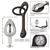 Star Fucker XL Teardrop Plug Black Silicone and Silver Metal Dual Enhancer with Sparkling Gem Accent > Anal Range > Prostate Plugs - Tophatter Daily Deals