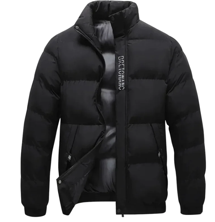 Insulating Men's Puffer Jacket - Box Quilted Windproof Cold Black - Tophatter Daily Deals