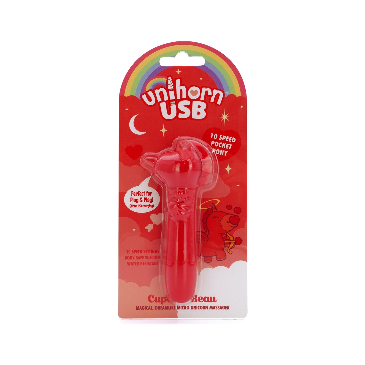 Unihorn Cupid's Beau (Red) – Silicone USB Bullet Vibrator with 10 Speeds > Sex Toys For Ladies > Clitoral Vibrators and Stimulators - Tophatter Daily Deals