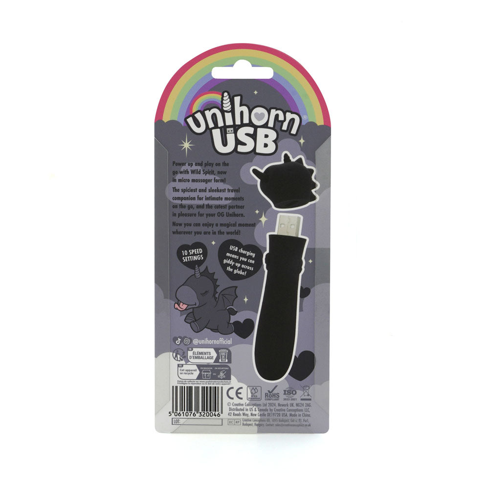 Unihorn Wild Spirit (Black) – Compact USB Silicone Vibrating Bullet with 10 Speeds > Vibrators > Ladies > Clitoral Vibrators and Stimulators - Tophatter Daily Deals
