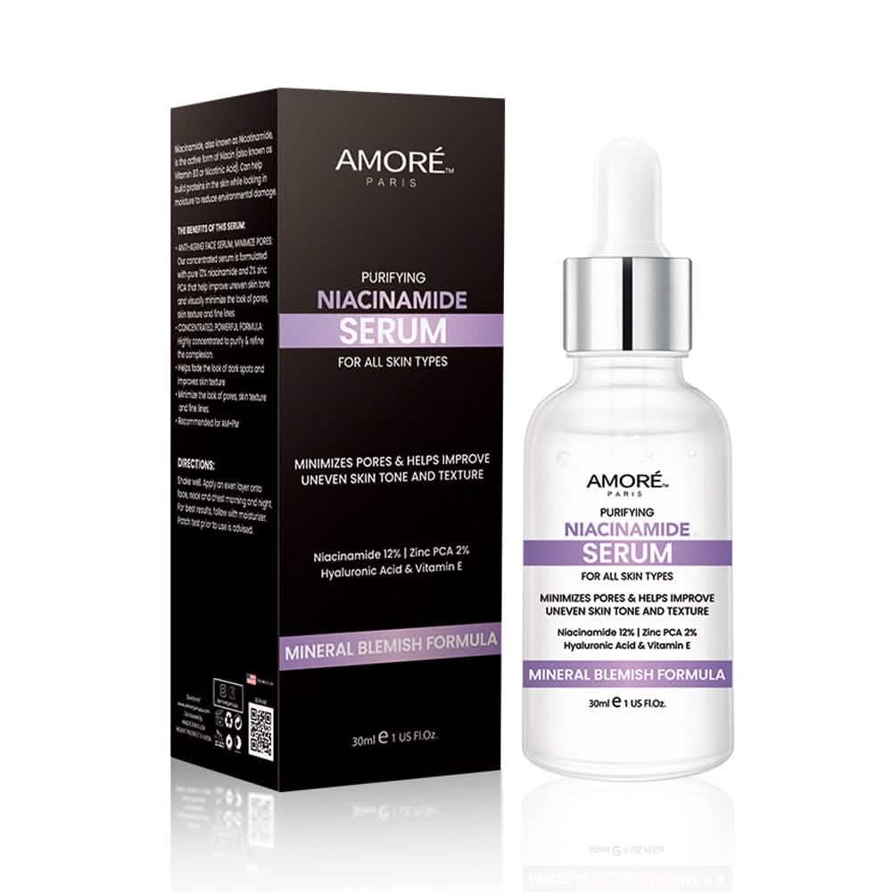 Amore Paris Niacinamide Face Serum 12% Plus Zinc 2%, Hyaluronic Acid & Vitamin E, Dark Spot Remover, Pore Minimizer & Aging Skin Treatment Face Serums - Tophatter Daily Deals