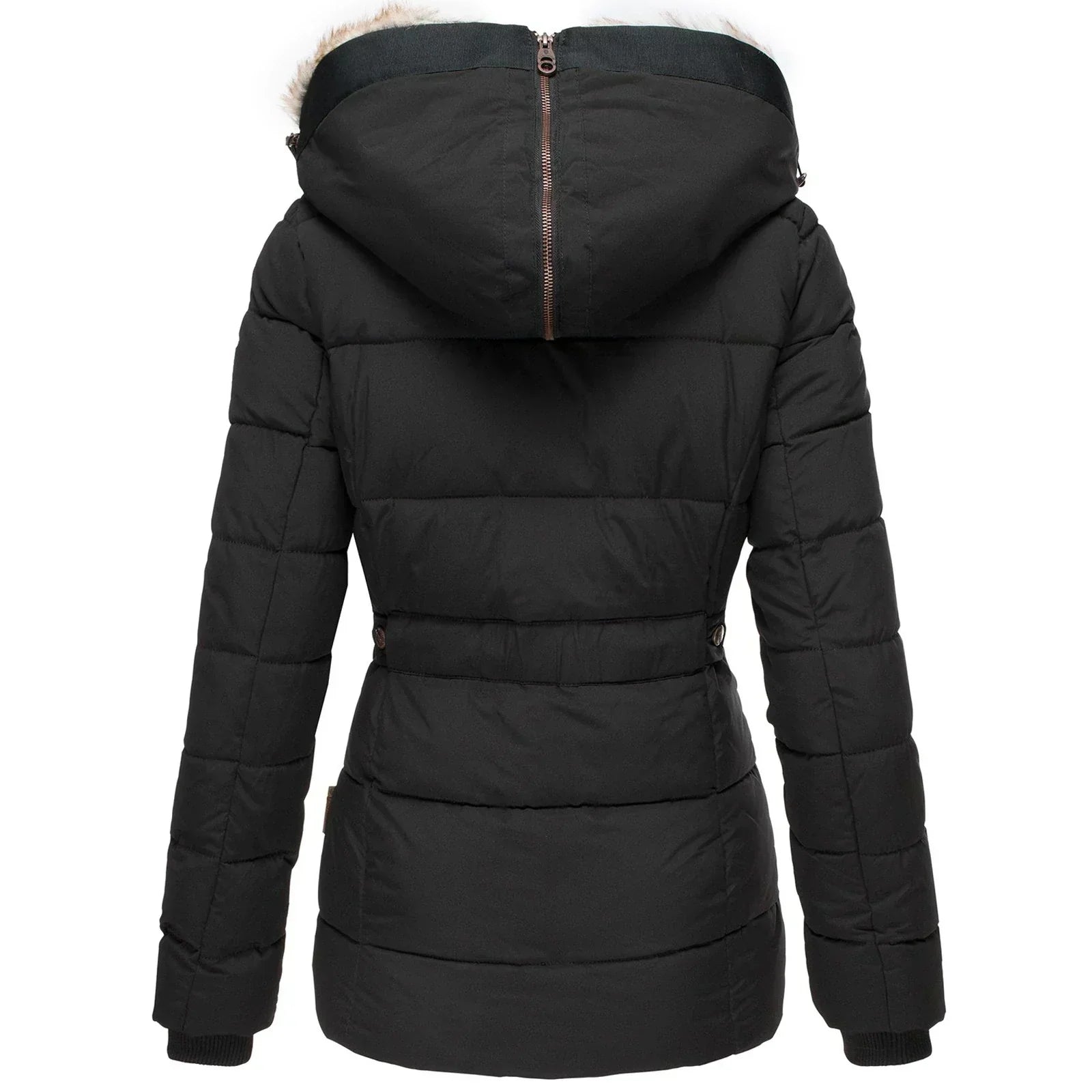 Warm Women’s Winter Coat - Quilted Midlength, Faux Fur Hood - Tophatter Daily Deals