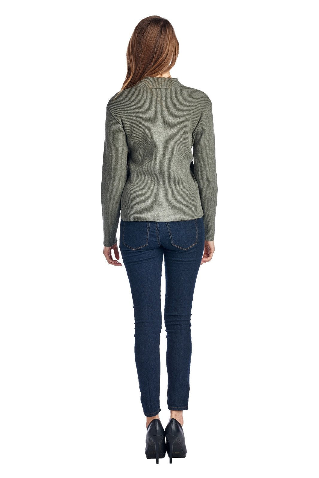 Women's High Neck Rib Knit Sweater Sweater - Tophatter Daily Deals