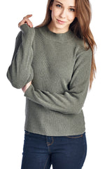 Women's High Neck Rib Knit Sweater Olive 2 Sweater - Tophatter Daily Deals