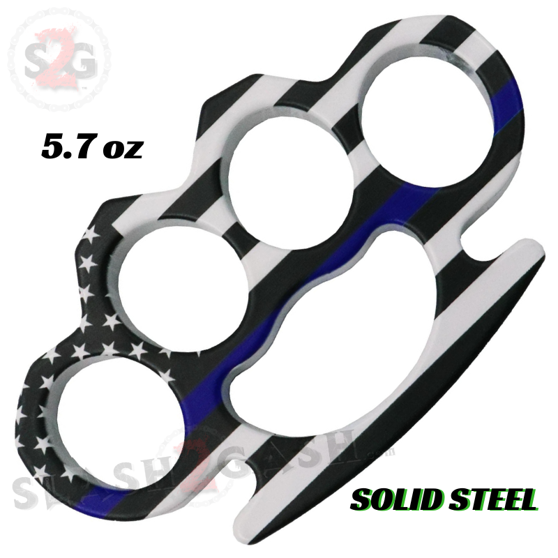 USA Knuckles American Duster Steel Paperweight - Thin Blue Line Flag Belt Buckle - Tophatter Daily Deals