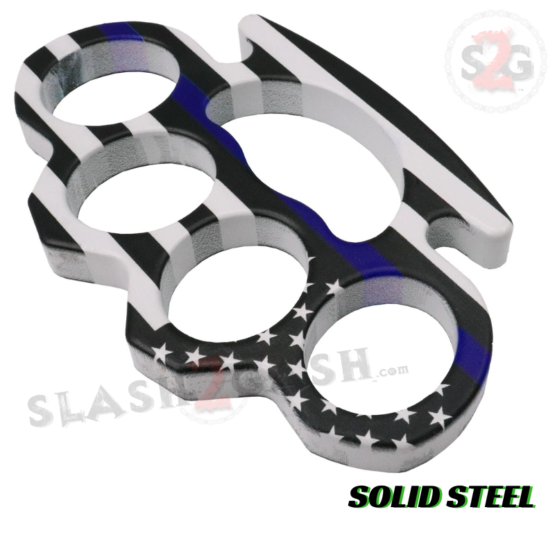 USA Knuckles American Duster Steel Paperweight - Thin Blue Line Flag Belt Buckle - Tophatter Daily Deals
