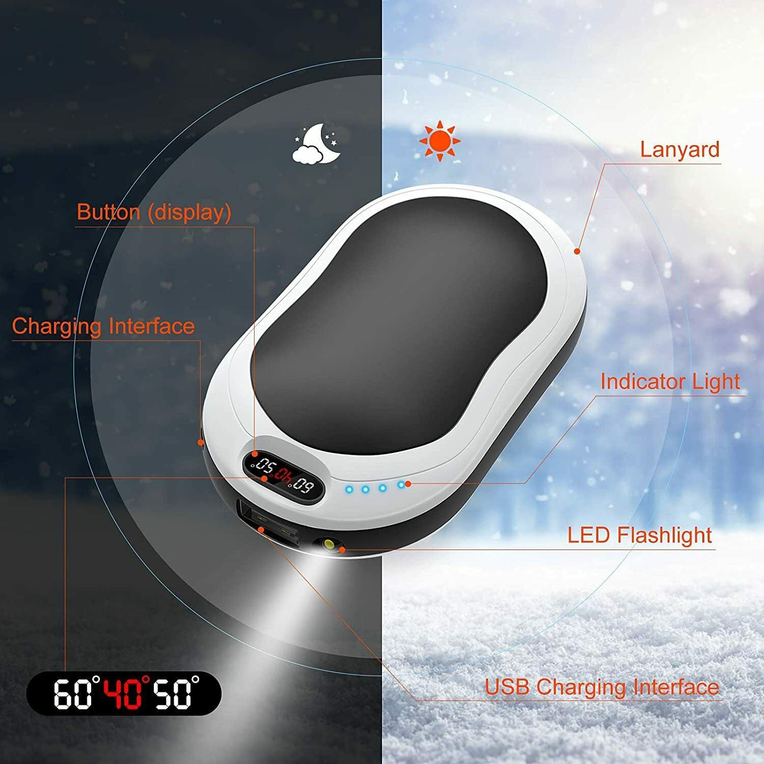 Electric Hot Rechargeable Hand Warmers - Reusable USB Hand Warmer 10000mAh Electric Portable Pocket Hand Warmers Double-sided Heat Black Health & Beauty - Tophatter Daily Deals